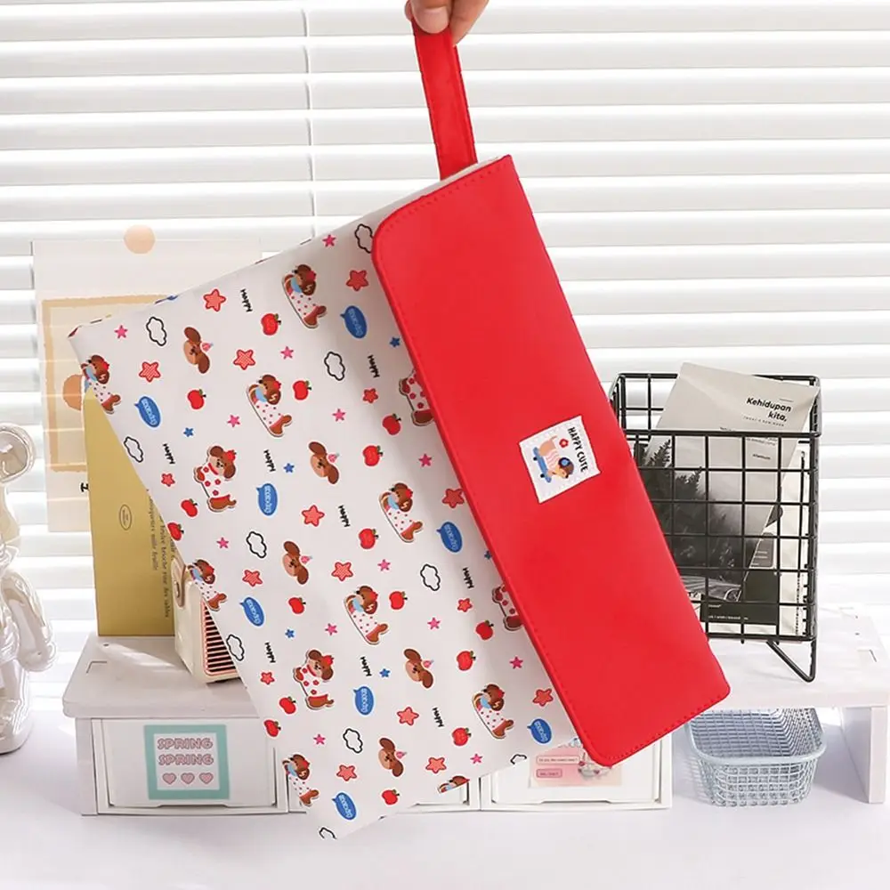 Sac de rangement à motif de chiot de dessin animé, sac de rangement à main avec bouton-pression, grande capacité, Double couche, organisateur de fichiers pour étudiants