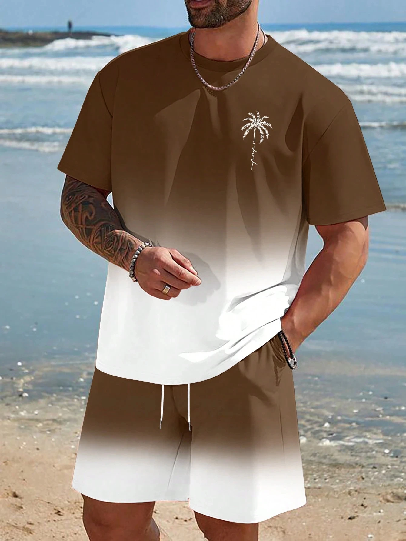 Summer New Basic Casual Men's Printed T-shirt Set Fashion Street Style T-shirt Loose Fit Two Piece Set Breathable Sports Set - Image 5