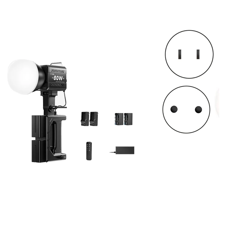 

80W COB Camera Light Handheld Kit 2500-6500K Video Dimmable Photographic LED Light For Photo Studio Film