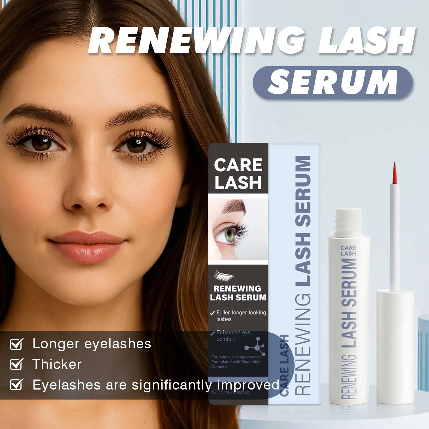 Erneuerndes Wimpernserum steigert längere, vollere und dickere Wimpernbehandlung, Wimpernwachstum, verdickte Pflegeprodukte