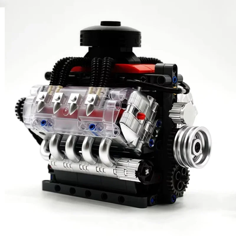 Mould King 10171 LSX454 V8 Engine Motorized Simulation Model Electrically Drive Building Blocks Technical Car Parts Toys Gift