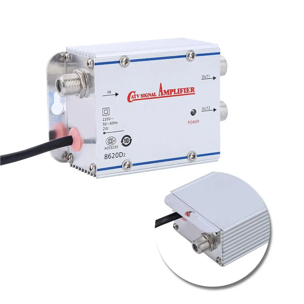 Standard AC 220V 2-Wege-Catv-Signalverstärker Video Assistor Splitter Adapter