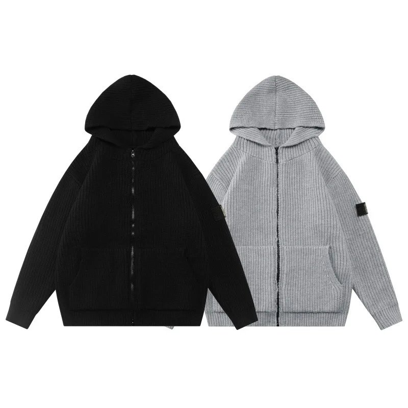 

Casual Knitted Zipper Hoodie Long Sve Sweater ex Thiened Woolen Outerwear for Daily Wear And Gatherings