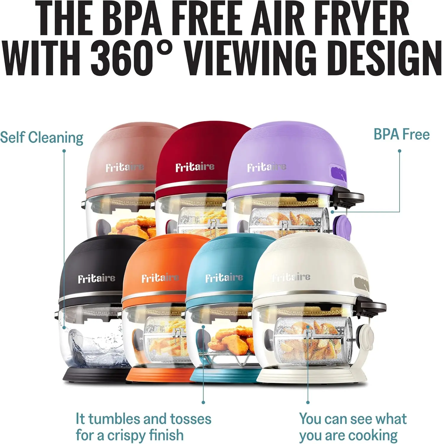 Glass  5 Quart w/ 360 Visibility, Self-Cleaning, 400F Vortex Air Fryer for Even Cooking,  -Free