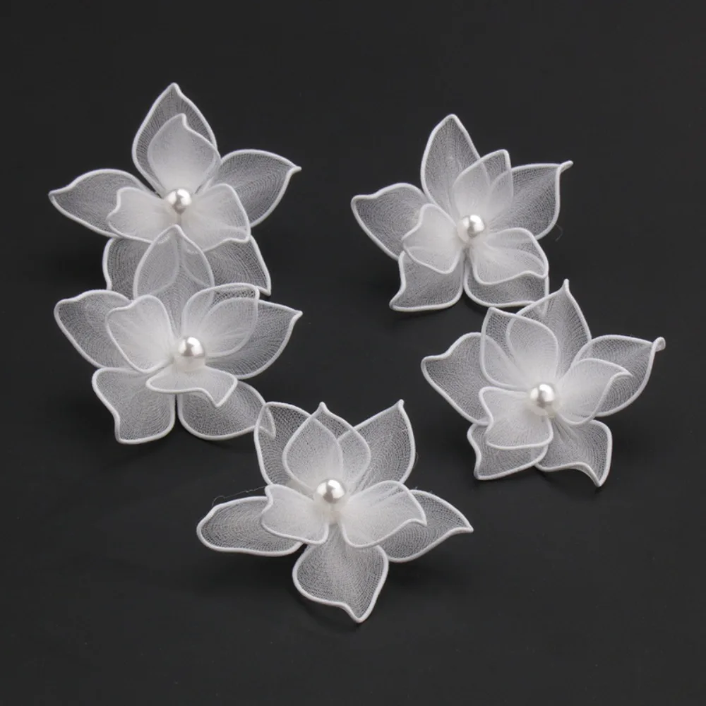 Elegant Headwear Silk Flower Hairpin Multilayer White Flower Side Clips Hair Styling Fabrics Hairpin Bride