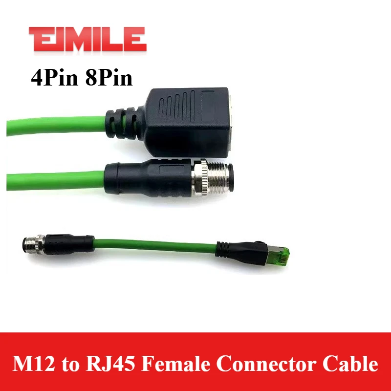 

Удлинительный кабель Gigabit Ethernet с от M12 до RJ45, 4-контактный D-типа, 8-контактный X-типа, штекерный A-код, водонепроницаемый разъем, адаптер IP67