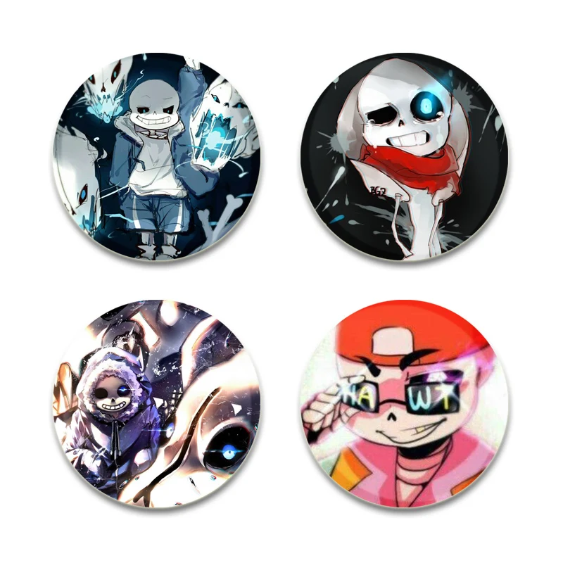 Anime Killer Sans Pins Cartoon Badge Handmade Tinplate Brooches Breastpin for Backpack Clothes Gift Accessory 32/44/58mm