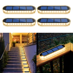 4 Pack Solar Deck Lights Outdoor Step Lights Waterproof IP68 Solar Dock Deck Lights Stick on Lights for Step Stairs Driveway