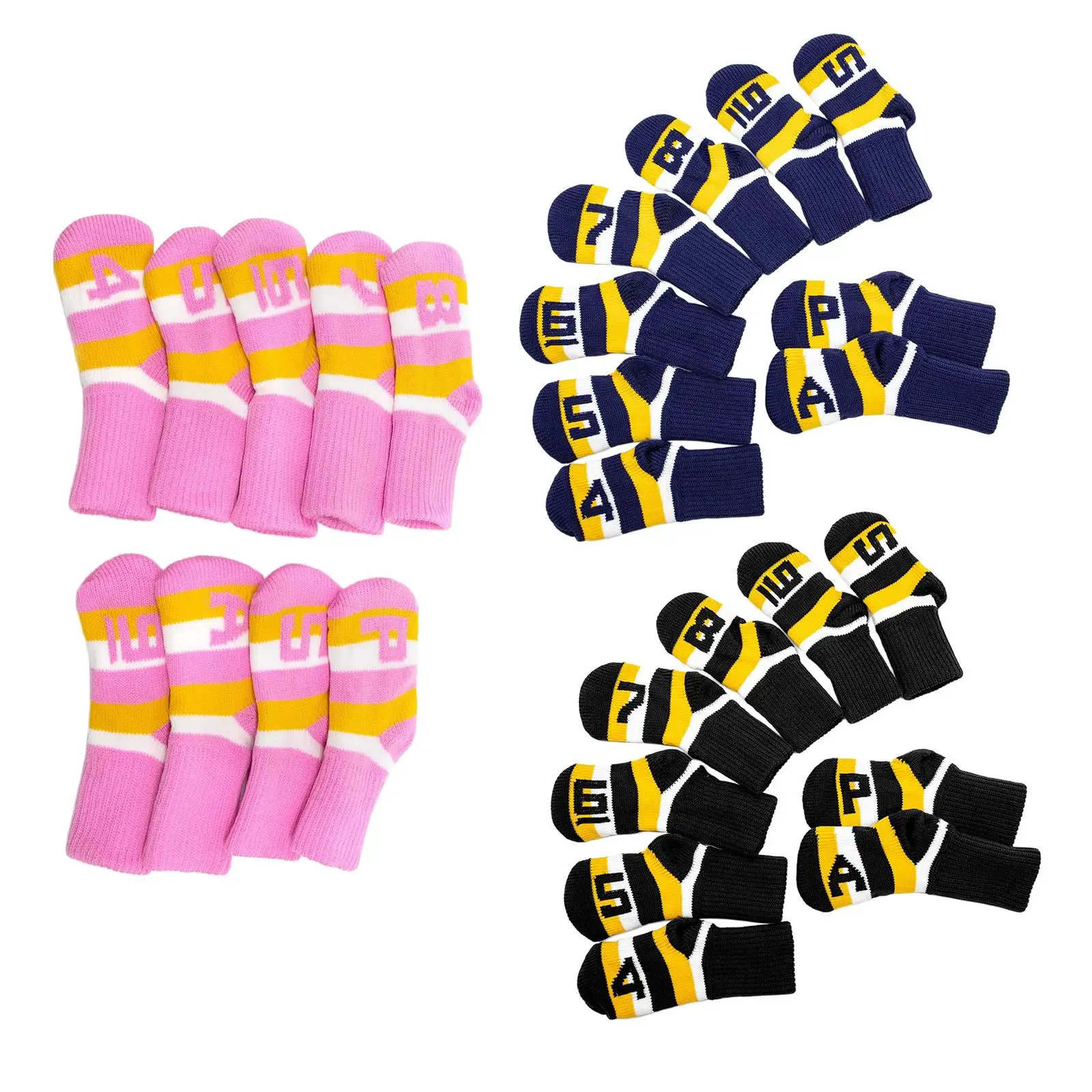 9Pcs/set Golf Club Head Covers Wedge Iron Protective Iron Covers Knit Socks Golf Equipment Accessories