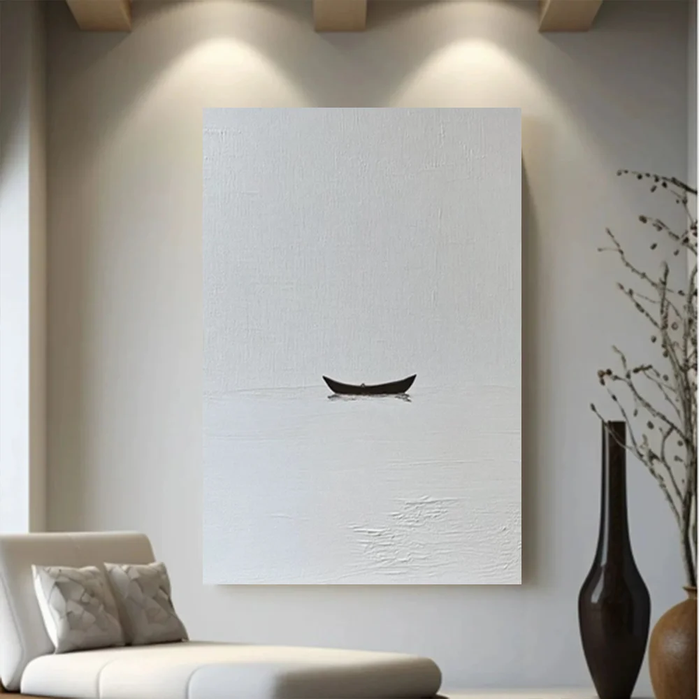 

100% hand drawn small boat abstract oil painting original wall painting home living room decoration paint interior aesthetics