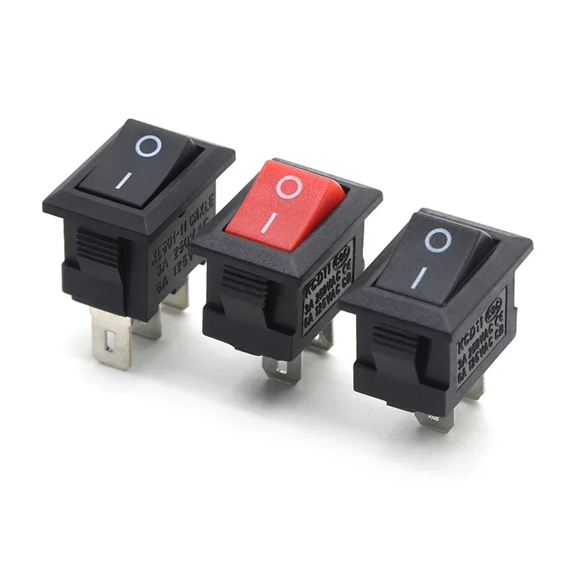 5/10Pcs KCD11 Series Boat Car Rocker Switch 2/3 Pin 2 Position Power Switches 3A 1250V/250V AC 15mm x 10mm Black/Red