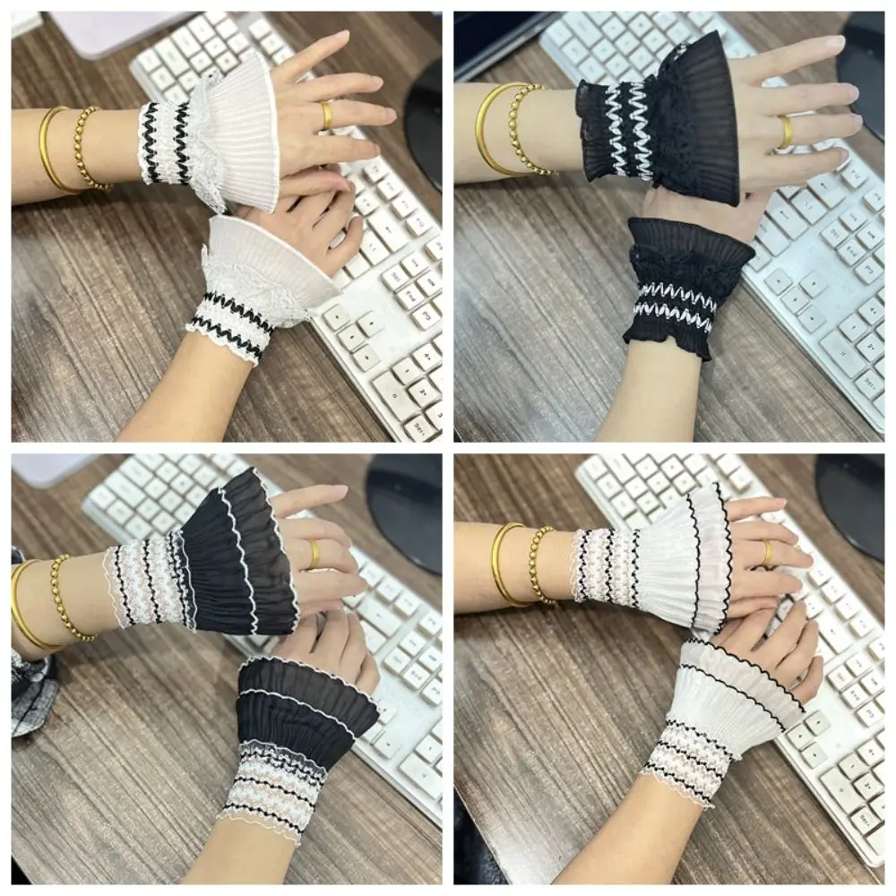 

Victorian Detachable Sleeves Cuffs Comfortable Costume Accessory Lace Ruffled Wrist Soft Detachable Fake Sleeves Cuffs