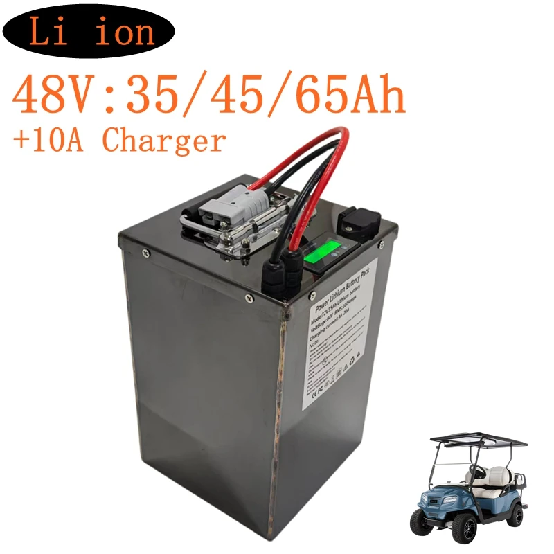 48V 35Ah 45Ah 65Ah Lithium Ion Battery for 500W 800W 1000W 1500W 2000W Golf Cart Tractor Two Wheeler Vehicle RV