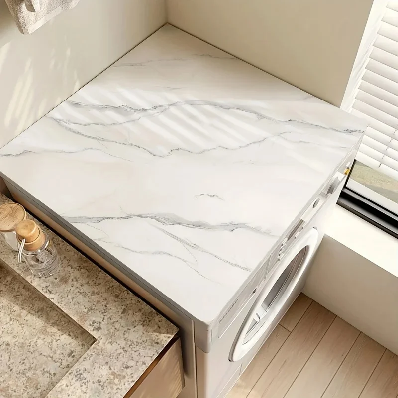 VIKAMA Nordic Simple Marble Print Washing Machine Protector Pad Waterproof Anti-slip Dust Resistant Dryer Fridge Top Cover Mat