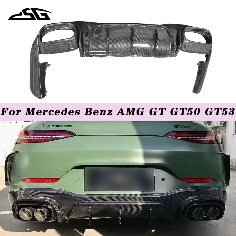 Carbon Fiber Rear Lip Diffuser Side Splitter Bumper Apron Guard For Mercedes Benz AMG GT GT50 GT53 GT63 4-door Body Kit