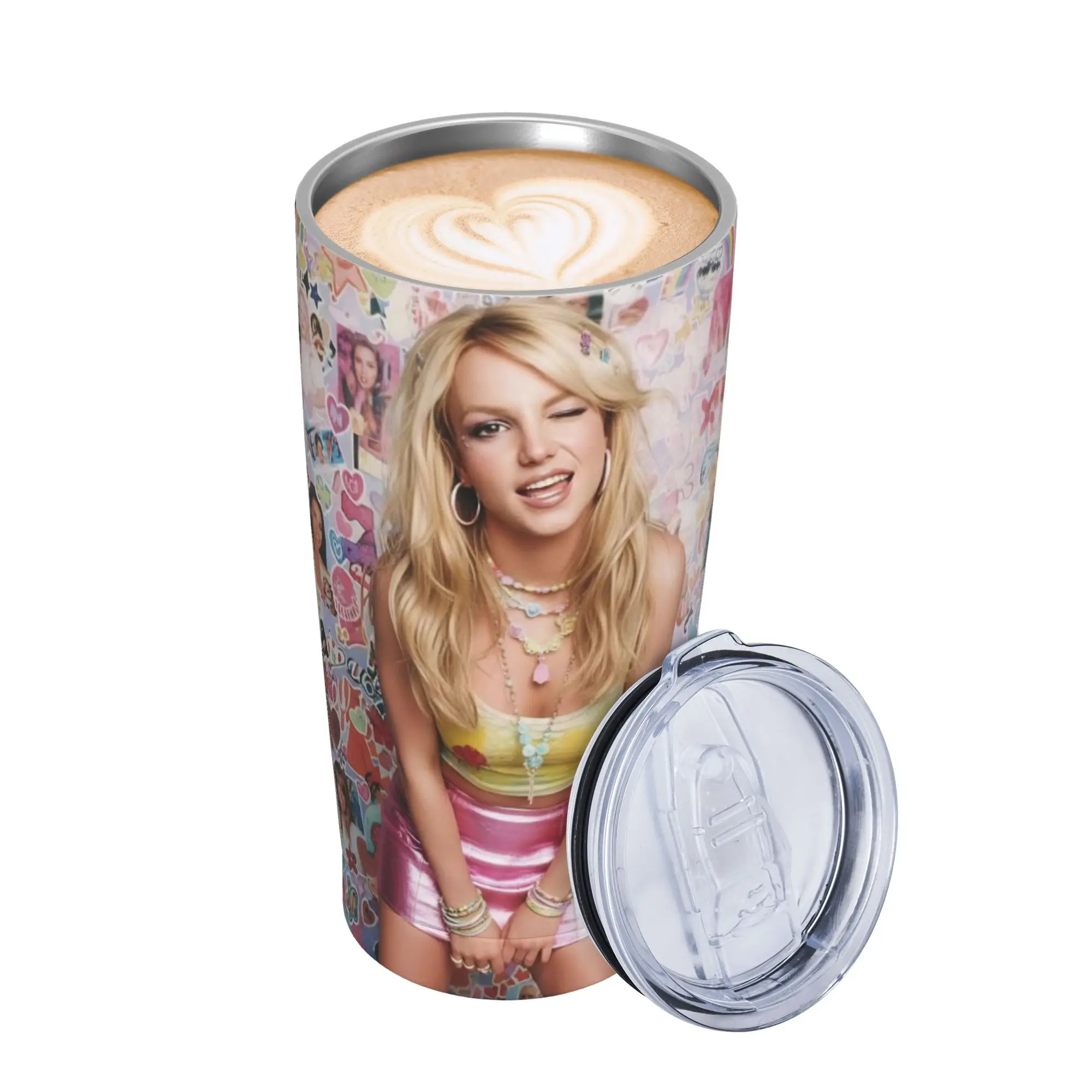 Singer Britney Spears Insulated Tumbler with Lid  Stainless Steel Thermal Mug Double Wall Car Bottle Cup 20oz