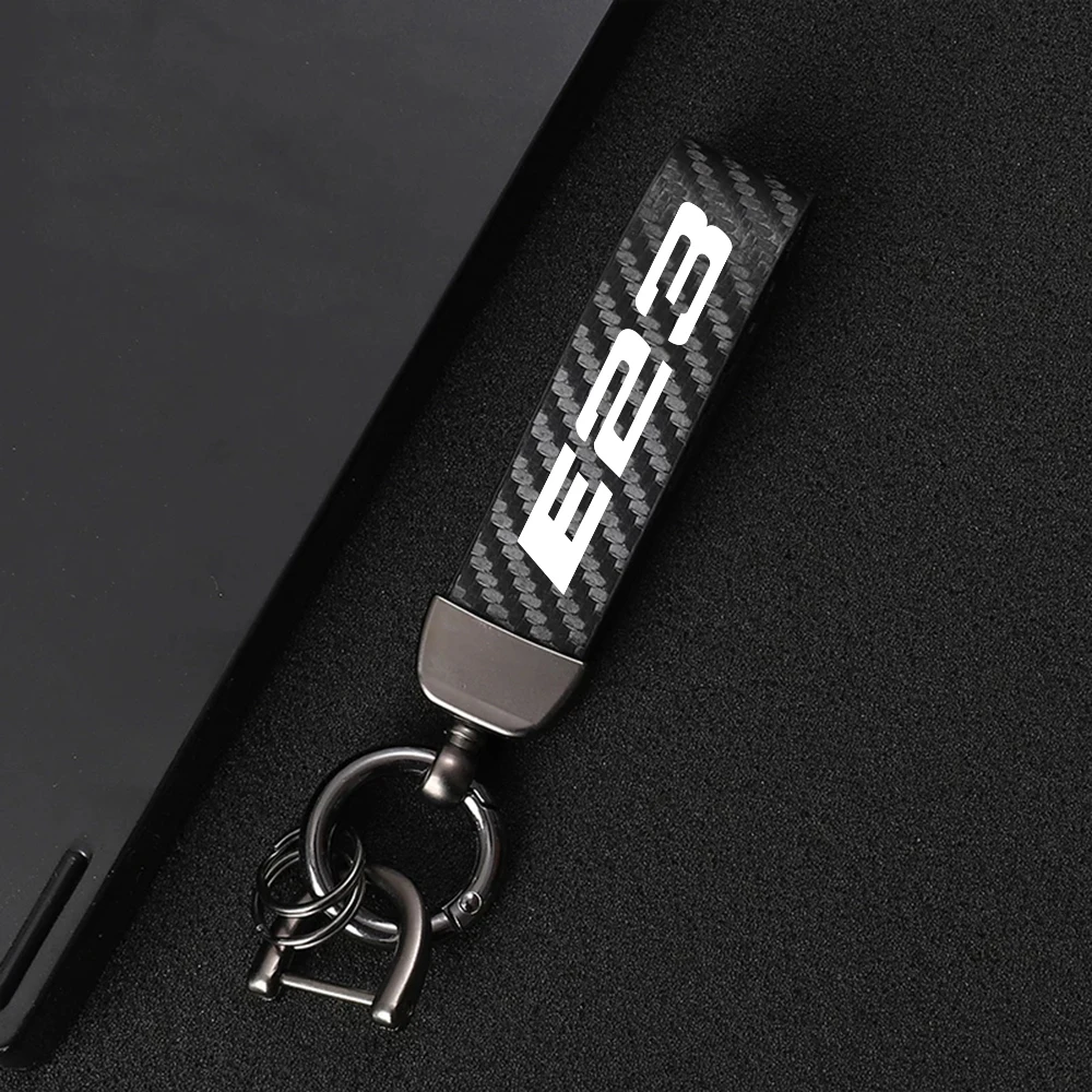 For BMW 7 Series E23 E32 E38 E66 New Fashion Car Key Chain Carbon Fiber Style Leather Auto Keyrings Holder High-Grade Accessorie