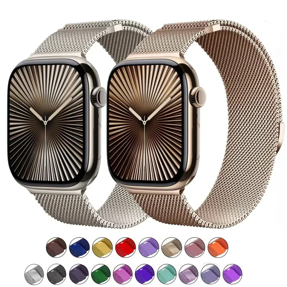 حزام ميلانو لساعة أبل 10 46 ملم باند 9 8 7 45 ملم 41 ملم الترا 2 49 ملم سوار مغناطيسي معدني iWatch 6 5 4 SE 44 ملم 40 ملم 42 ملم