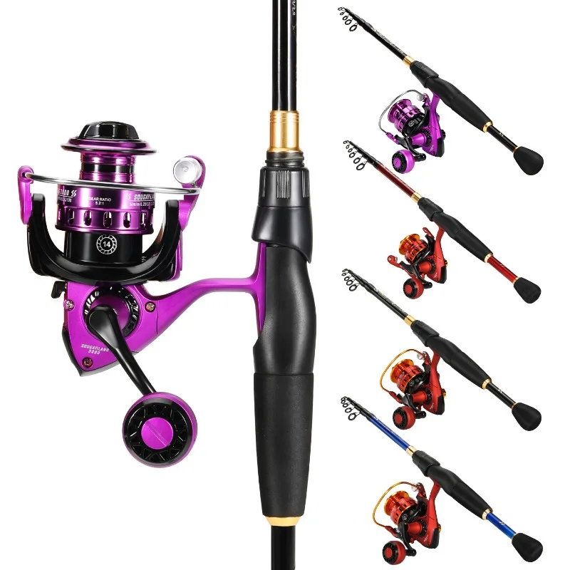 Sougayilang Spinning Fishing Combo 1.8m-2.4m Carbon Fibre Fishing Rod and 1000-3000 Spinning Reel with Fish Line Lure Accessorie