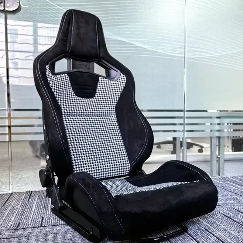 2026for CS GK100H Racing Bucket Seat with Adjustable Backrest Japanese Houndstooth Pattern 1 Piece Universal Fit Car Interior