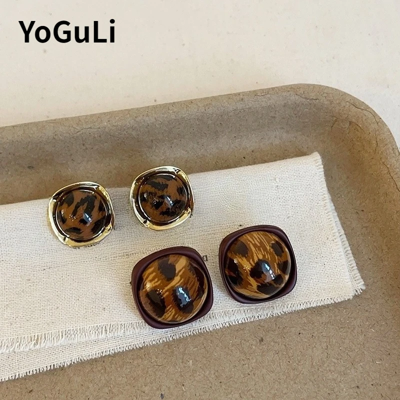 Fashion Jewelry Vintage Temperament Geometric Leopard Print Earrings For Women Female Gifts Simply Design Ear Accessories