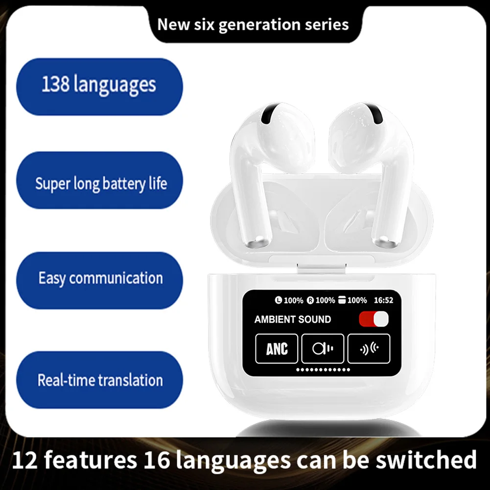 144 Languages Intelligent Translate Earbuds ANC Noise Cancelling AI Translator Earbuds 99% Accuracy for Travel Business Learning