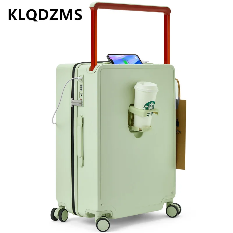 

KLQDZMS Suitcase on Wheels USB Charging Trolley Case Multifunctional Boarding Box 20"24"26 Inch Password Box Travel Luggage