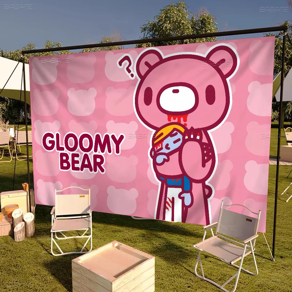 Gloomy Bear Creative Pattern Hanging Flag Polyester Printed Banner Hand Pulled Flag