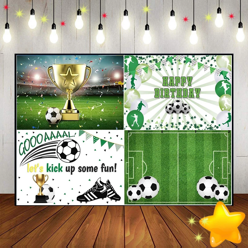 Soccer Football Field Sports Photo Background Banner Birthday Decoration Game Baby Shower Goal Shoot Photography Backdrops Party