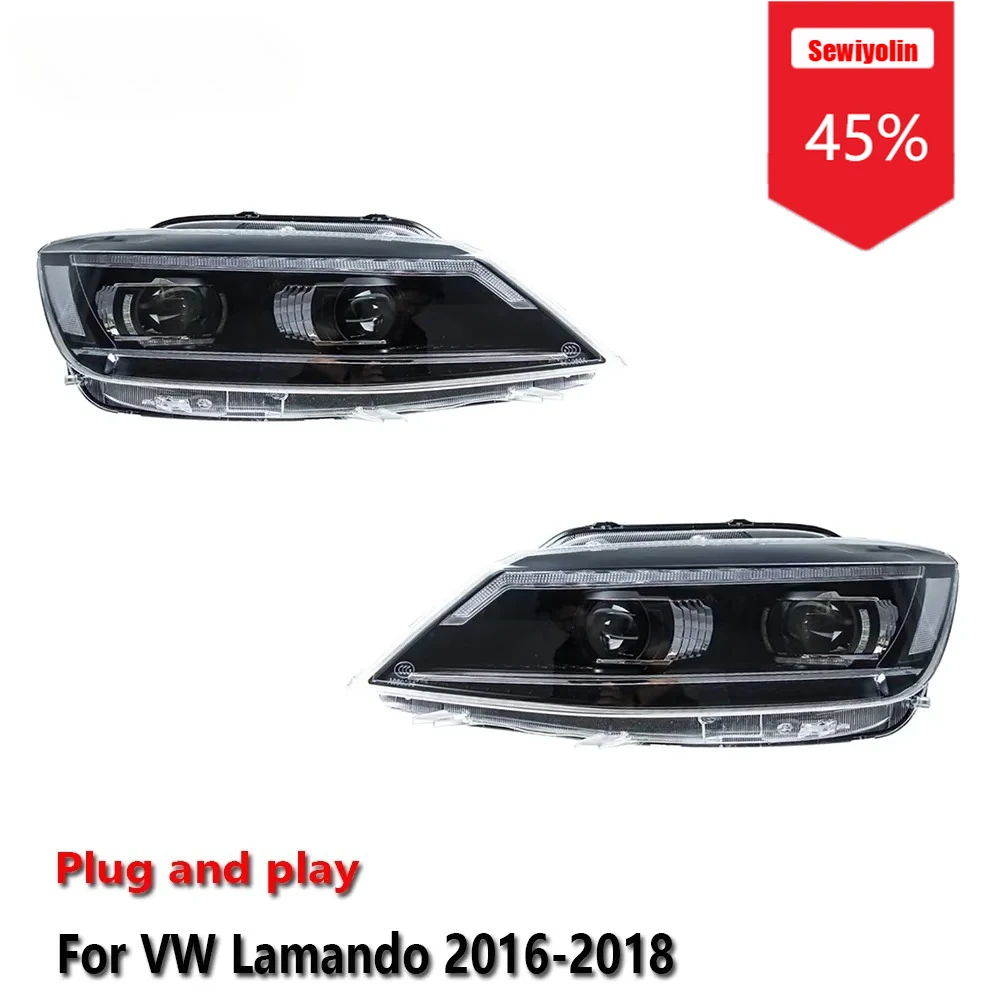 

Sewiyolin Car LED Headlight Assemblies For Volkswagen Lamando 2016-2018 Fog DRL Brake Turn Signal Lamp Plug and Play