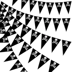 5m Halloween Pirate Banners Pirate Skull Printed Black Pennant Triangle Flags Pirate Theme Party Decoration Birthday Party