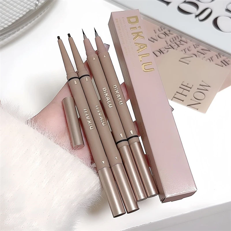 Matita per Sopracciglia Ultra-Sottile a Doppia Punta DIKALU, Liquida, Resistente all'Acqua, Lunga Durata, 2-in-1, Naturale, Effetto 3D per Sopracciglia Perfette