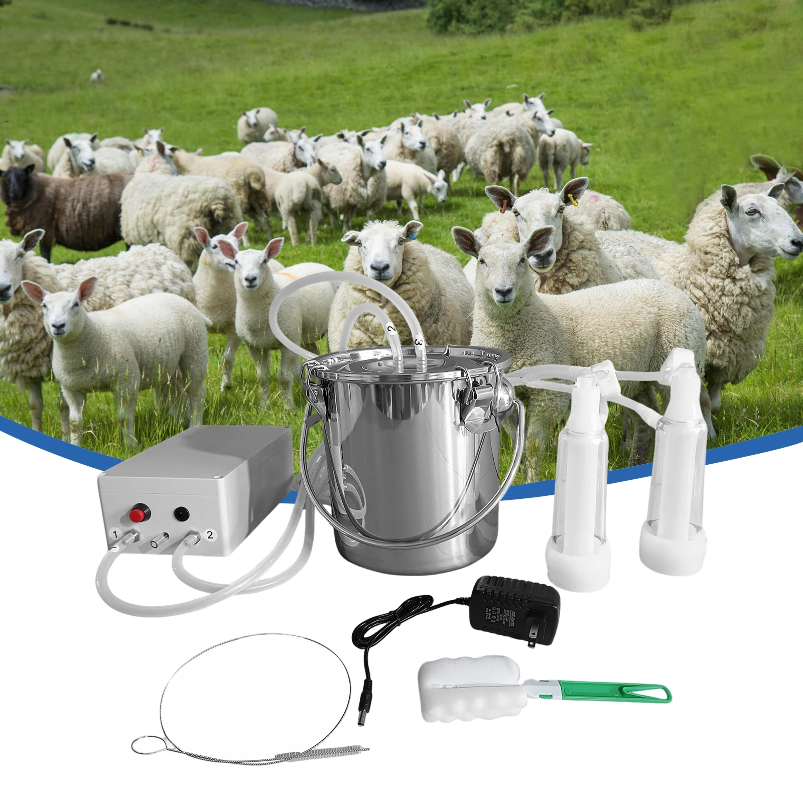 

Portable Electric Milker 3L Milk Bucket Food Grade Speed Adjustable Pulsating Vacuum Pump Cow Milker For Goats Cows dutiful