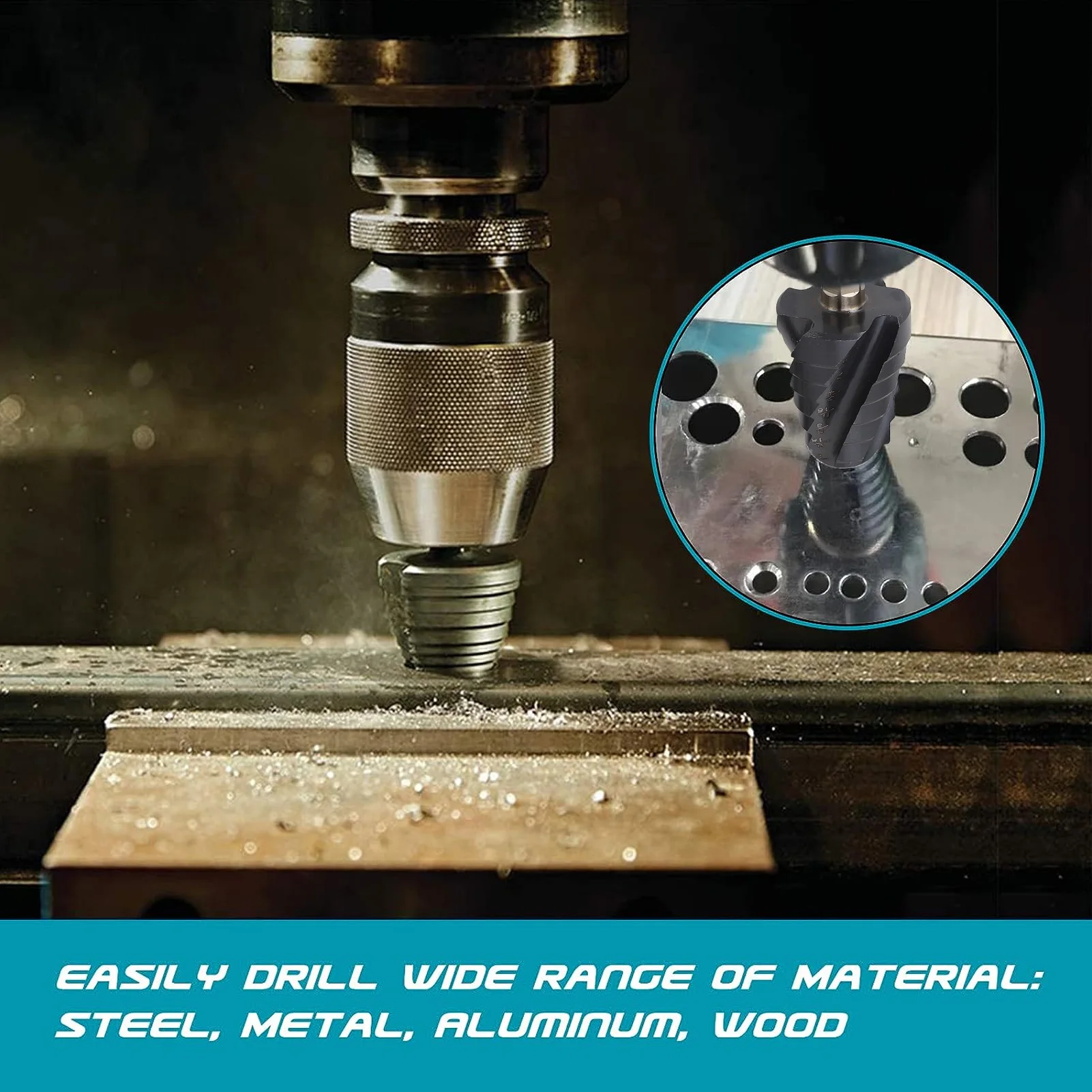 

4 Spiral Flute Step Drill Bit Set M35 Cobalt 4-20mm 1/4" Hex Shank High Speed for Metal Wood Plastic Heavy Duty