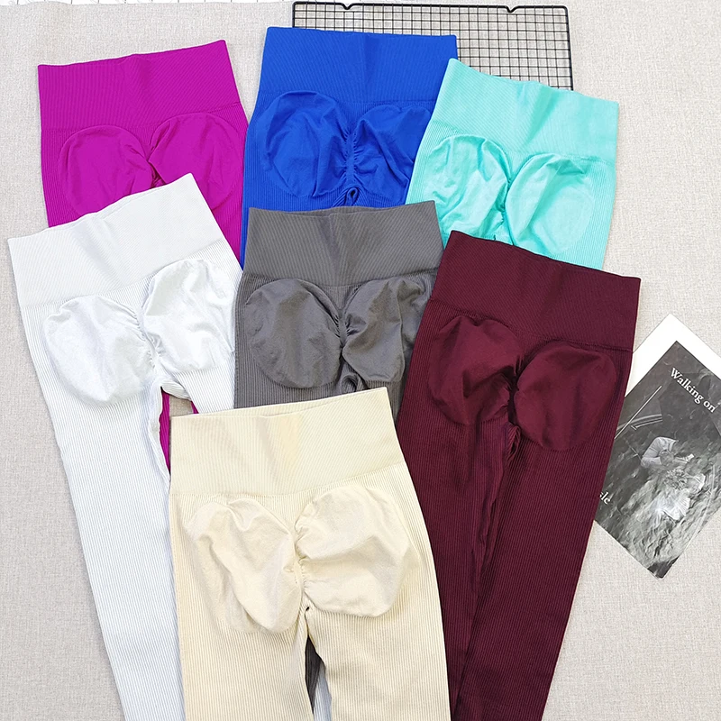 Winter Fall Ribbed Yoga Leggings - High Waisted Thickened Peach Lift, 4-Way Stretch Breathable Workout Pants leggins women