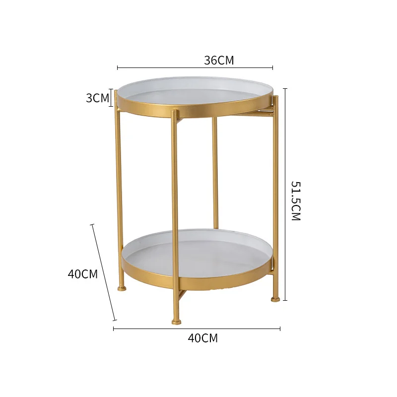 Nordic Eenvoudige Ijzeren Double-Layer Kleine Thee Hoeken Tafel Ronde Salontafel Kamer Levenskunst Mini Bank Bijzettafel