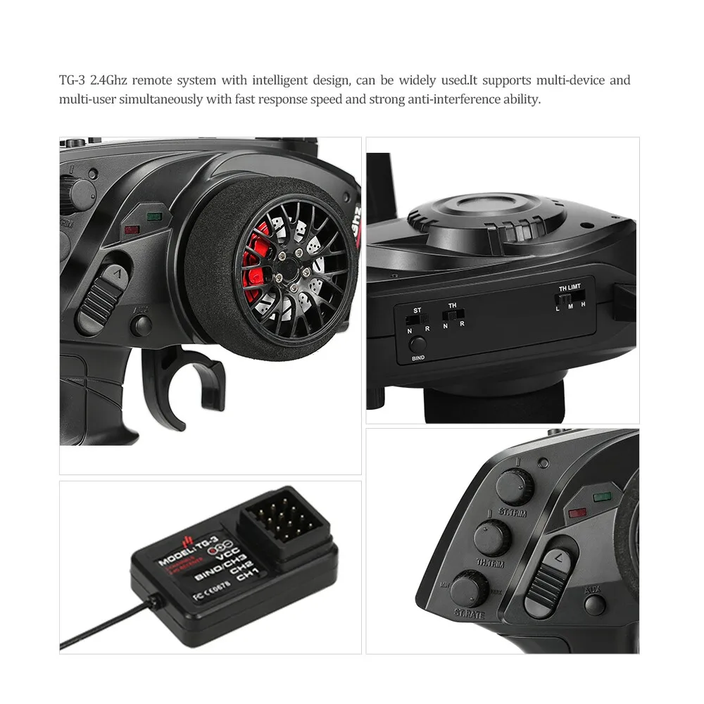 GoolRC TG3 2.4GHz 3CH Digital Radio Remote Control Transmitter with Receiver for RC Car Boat