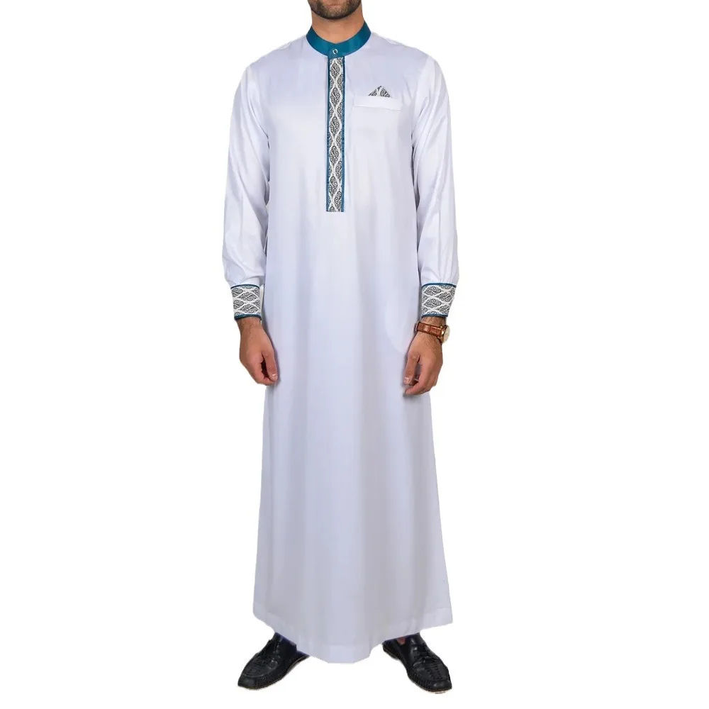 UNI New Muslim Abaya Long Sleeve Embroidered Robe Ethnic Style Dubai Arab Robe Middle Eastern Clothing Thobe Kaftan for Men