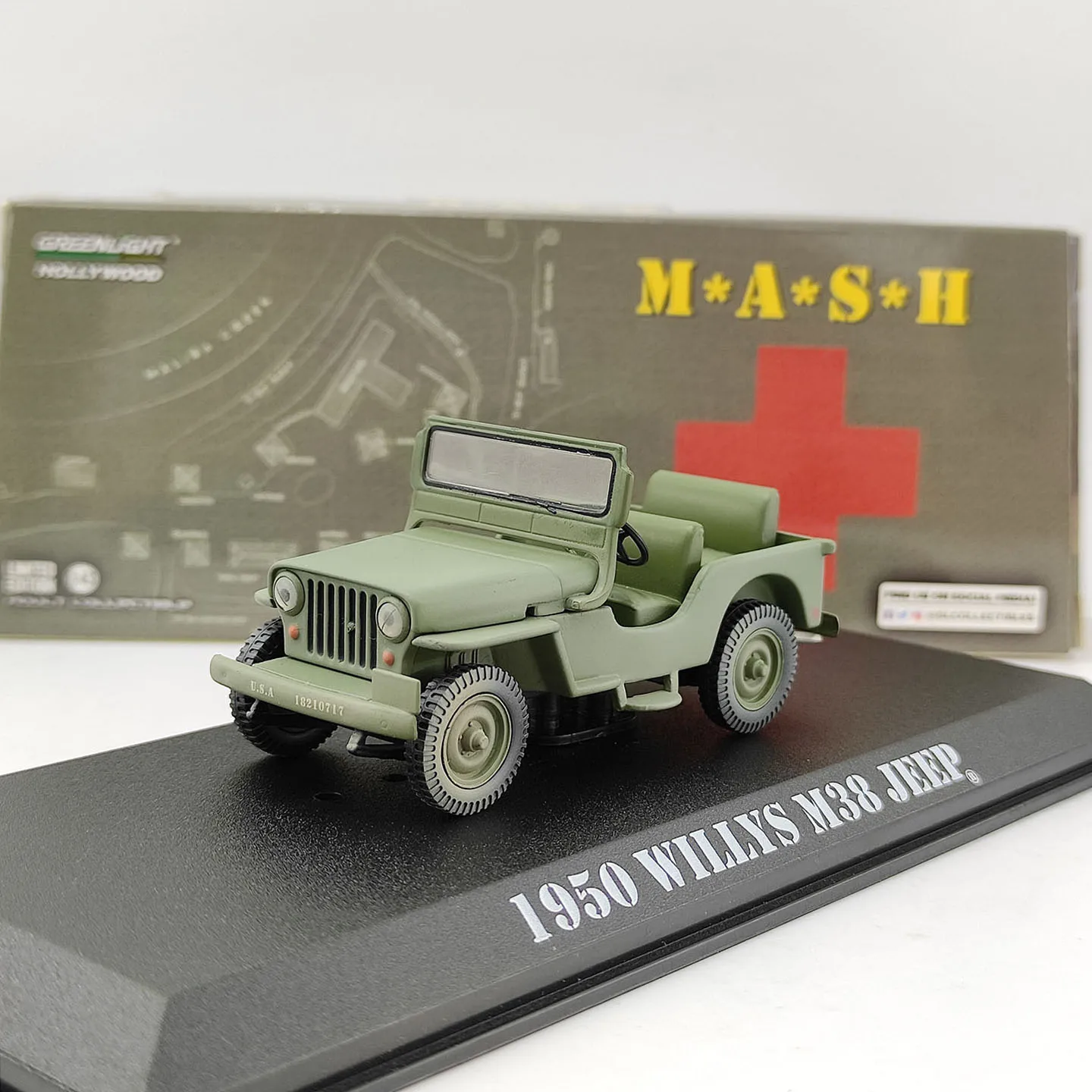 Diecast GREENLIGHT 1:43 Scale Willys M38 Jeep 1950 Alloy Car Model