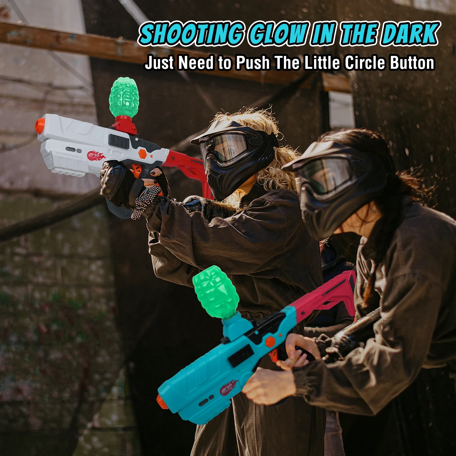 Pistola blaster de bola de gel, funil de 500 capacidades, cabo de recarga USB e óculos, brinquedo blaster de bola de respingos elétrico para exterior