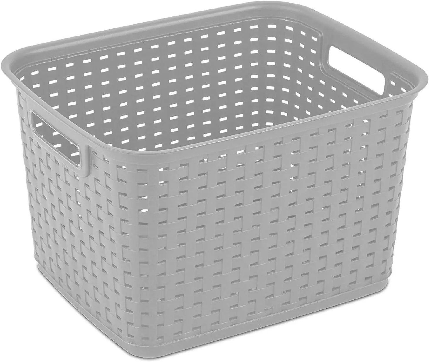 Sterilite 6-Pack Tall Plastic Weave Storage Basket, Laundry Organizing Hamper, Gray