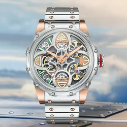 HANBORO New Men automatic watch steel strap hollowed out dial luminous waterproof Business elegant Man mechanical wrist watch