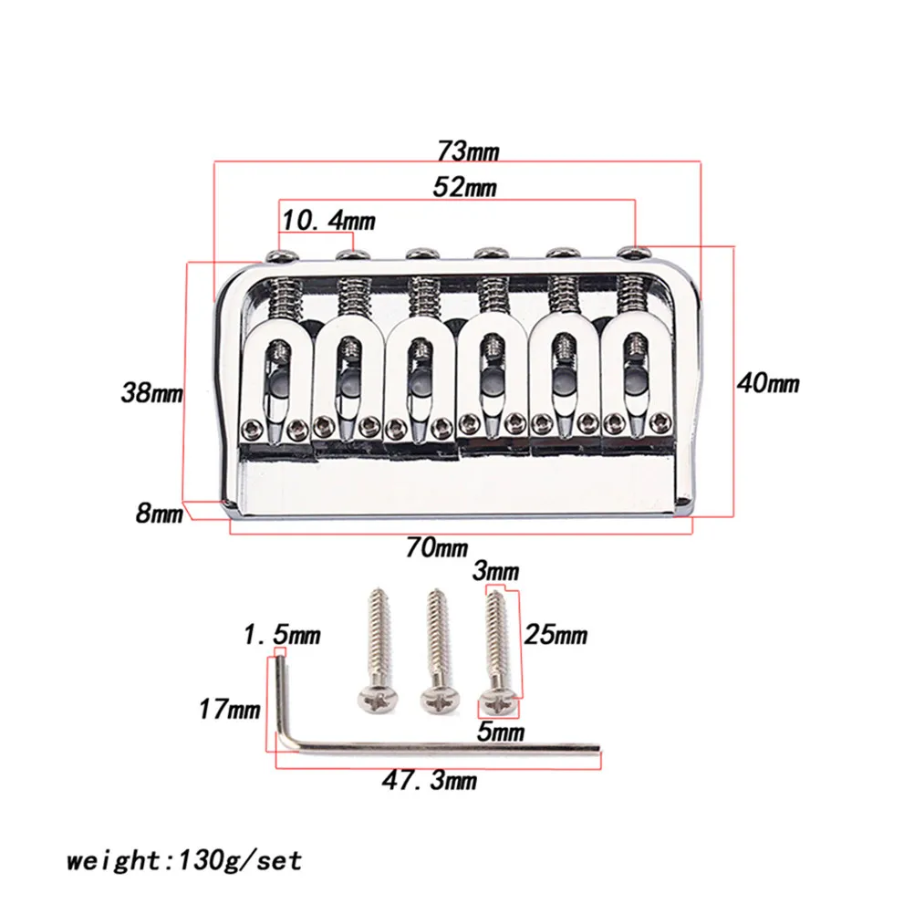 

6 Strings Fixed Saddle Bridge Plate Steel Heavy Duty Guitar Hardtail Bridge for Electric Guitar Upgrade String Through Body