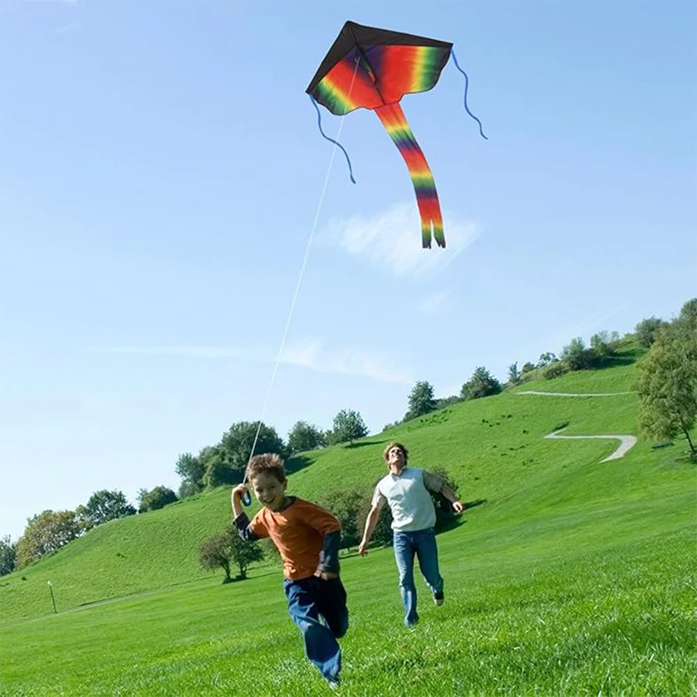 2-piece kite - Large rainbow kite and red mollusk octopus with long colorful tails, perfect for children's outdoor games, activi