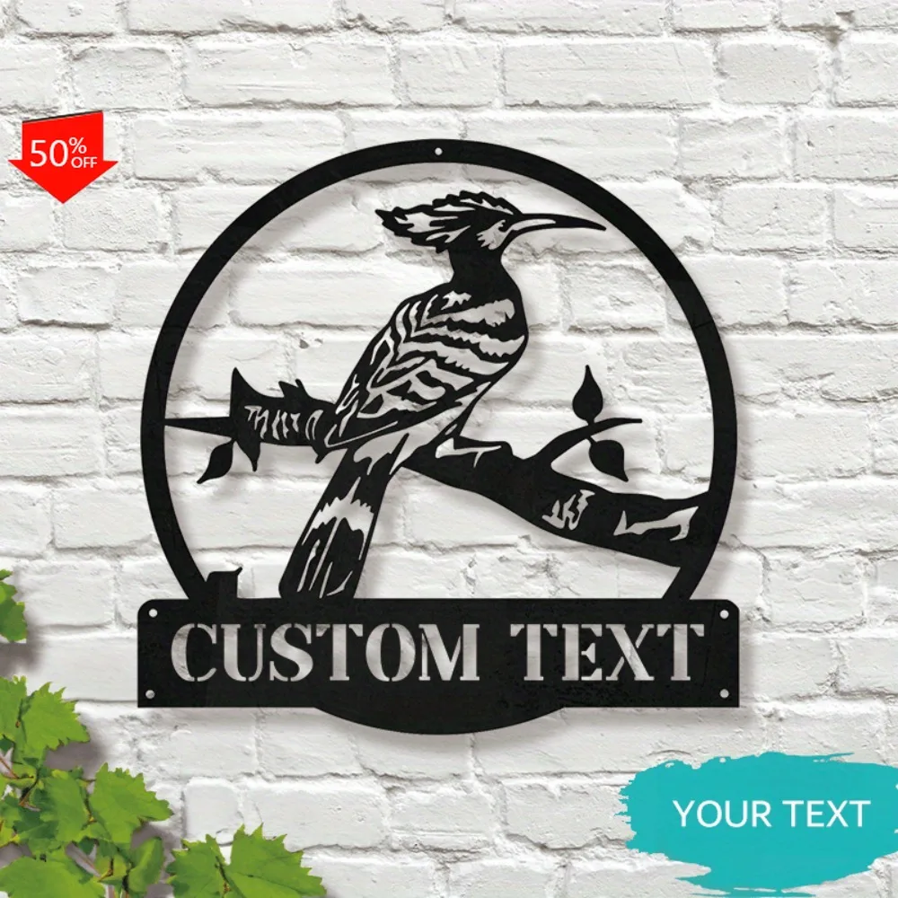 1PC Personalized Hoopoe Bird Metal Sign Tailor for Every Room Decor Ideal for Bird - Themed Home Custom Sign Wall Sculptures