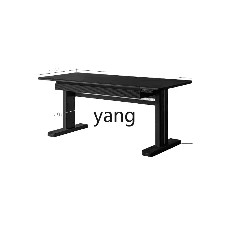 lmm Lifting Desk Solid Wood Black Study Double Ash Computer Electric Smart Study Table