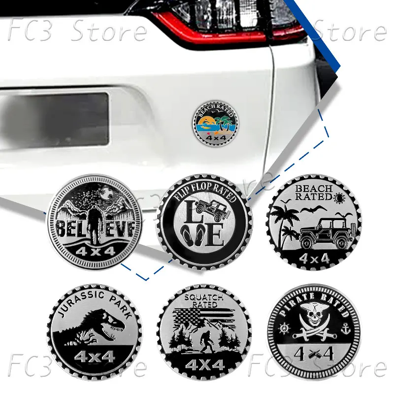 3d liga de alumínio gráfico 4x4 avaliado emblema traseiro tronco fender emblema adesivo do carro para jeep grand cherokee wrangler suv bússola