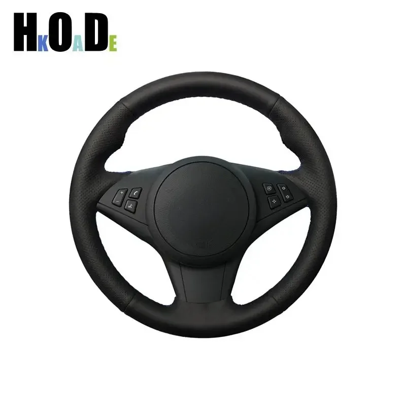 Car Steering Wheel Cover Black PU Faux Leather For BMW M5 E60 E61 (Touring) M6 E63 E64 2005 2006 2007-2010 Car accessories