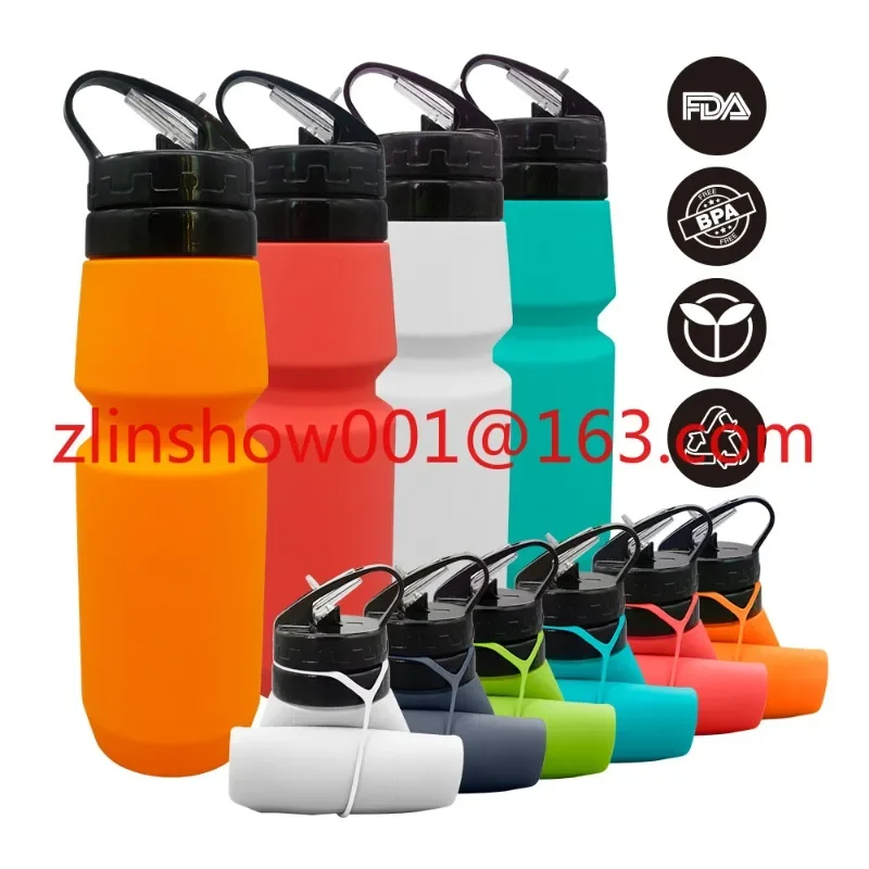 Outdoor Collapsible Silicone Squeeze Foldable Sports Water Bottle