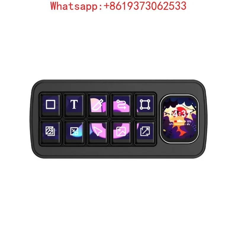 

Waveshare MK10 Multi-Functional AI Voice Control Panel Onboard 10 * 0.85inch Mechanical LCD Macro Keys and A 2.01inch Secondar